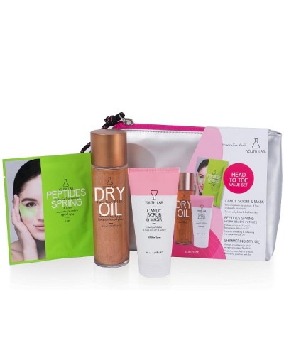 YOUTH LAB. HEAD TO TOE VALUE SET SHIMMERING DRY OIL 100ML & CANDY SCRUB & MASK 50ML & PEPTIDES SPRING HYDRA-GEL EYE PATCHES 1 ΖΕΥΓΑΡΙ