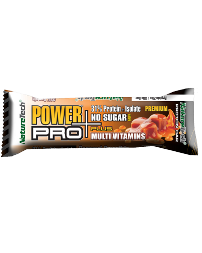 NATURETECH POWER PRO PLUS MULTI VITAMINS PROTEIN BAR CARAMEL SMOOTHIE NO SUGAR 80G