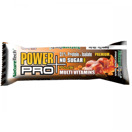 NATURETECH POWER PRO PLUS MULTI VITAMINS PROTEIN BAR CARAMEL SMOOTHIE NO SUGAR 80G