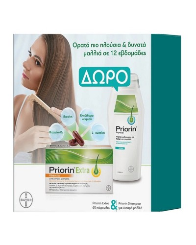 PRIORIN PROMO PRIORIN EXTRA 60CAPS & ΔΩΡΟ GENTLE CLEANSING SHAMPOO FOR GREASY HAIR 200ML