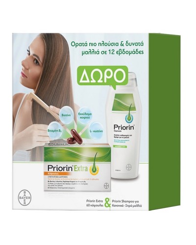 PRIORIN PROMO PRIORIN EXTRA 60CAPS & ΔΩΡΟ GENTLE CLEANSING SHAMPOO FOR NORMAL-DRY HAIR 200ML