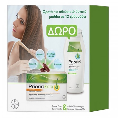PRIORIN PROMO PRIORIN EXTRA 60CAPS & ΔΩΡΟ GENTLE CLEANSING SHAMPOO FOR NORMAL-DRY HAIR 200ML