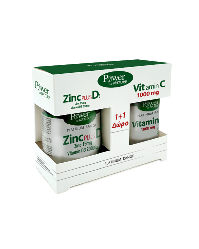 POWER HEALTH PROMO PLATINUM ZINC PLUS D3 30CAPS & ΔΩΡΟ VITAMIN C 1000MG 20TABS