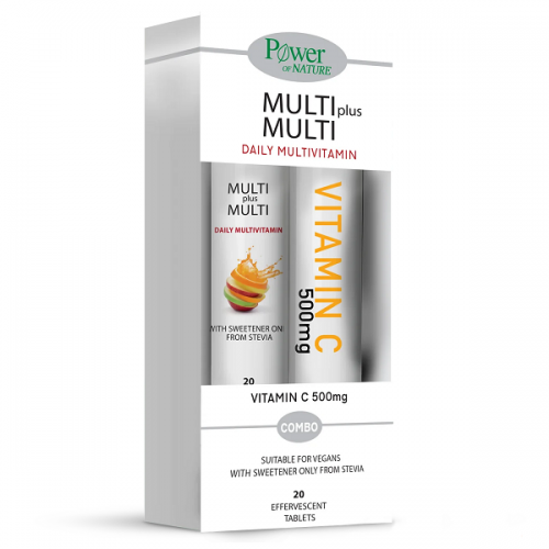 POWER HEALTH PROMO MULTI+MULTI STEVIA 20ΑΝΑΒΡΑΖΟΝΤΑ ΔΙΣΚΙΑ & VITAMIN C 500MG 20ΑΝΑΒΡΑΖΟΝΤΑ ΔΙΣΚΙΑ