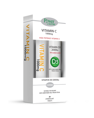 POWER HEALTH PROMO VITAMIN C 1000MG 20 ΑΝΑΒΡΑΖΟΝΤΑ ΔΙΣΚΙΑ & VITAMIN D3 2000IU 20 ΑΝΑΒΡΑΖΟΝΤΑ ΔΙΣΚΙΑ