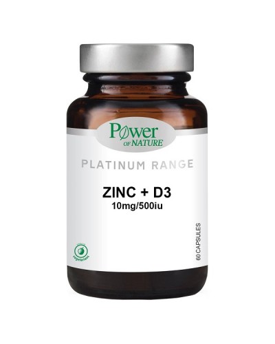 POWER HEALTH PLATINUM ZINC 10mg + D3 500iu 60caps