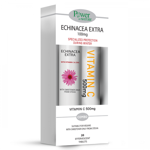 POWER HEALTH PROMO ECHINACEA EXTRA STEVIA 20 ΑΝΑΒΡΑΖΟΝΤΑ ΔΙΣΚΙΑ & ΔΩΡΟ VITAMIN C 500MG 20 ΑΝΑΒΡΑΖΟΝΤΑ ΔΙΣΚΙΑ