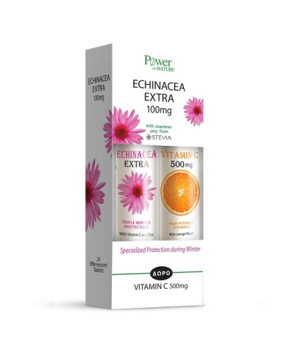 POWER HEALTH PROMO ECHINACEA EXTRA STEVIA 20 ΑΝΑΒΡΑΖΟΝΤΑ ΔΙΣΚΙΑ & ΔΩΡΟ VITAMIN C 500MG 20 ΑΝΑΒΡΑΖΟΝΤΑ ΔΙΣΚΙΑ
