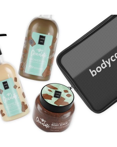LAVISH CARE GIFT SET BODY CARE NESESER COFFEE CHOCOLATE SHOWER GEL 500ML & HAND AND BODY CREAM 300ML & BODY SCRUBS 250ML