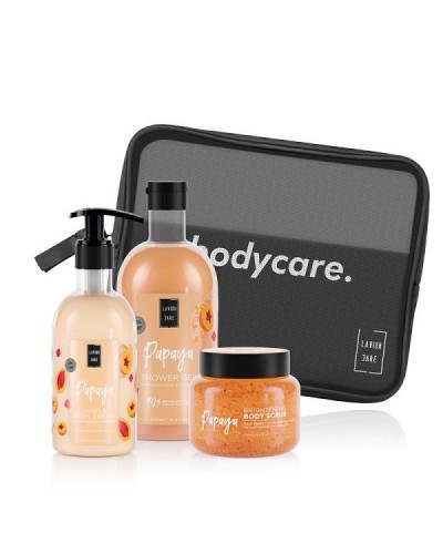 LAVISH CARE GIFT SET BODY CARE NESESER PAPAYA SHOWER GEL 500ML & HAND AND BODY CREAM 300ML & BODY SCRUBS 250ML