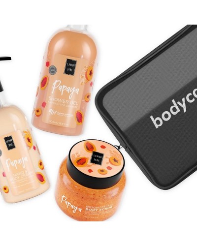 LAVISH CARE GIFT SET BODY CARE NESESER PAPAYA SHOWER GEL 500ML & HAND AND BODY CREAM 300ML & BODY SCRUBS 250ML