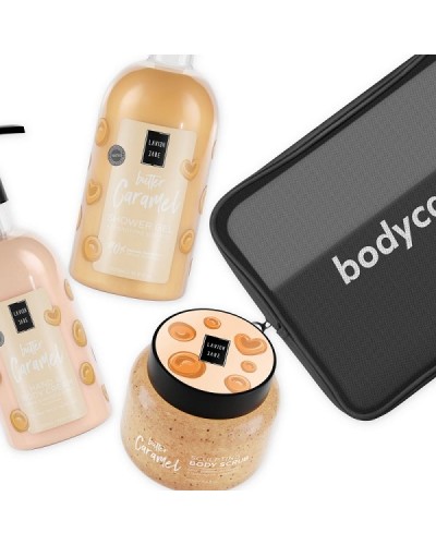 LAVISH CARE GIFT SET BODY CARE NESESER BUTTER CARAMEL SHOWER GEL 500ML & HAND AND BODY CREAM 300ML & BODY SCRUBS 250ML
