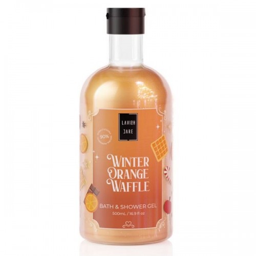 LAVISH CARE PROMO WINTER ORANGE WAFFLE BAG SET BATH & SHOWER GEL 500ml & GLITTER BODY LOTION 300ml