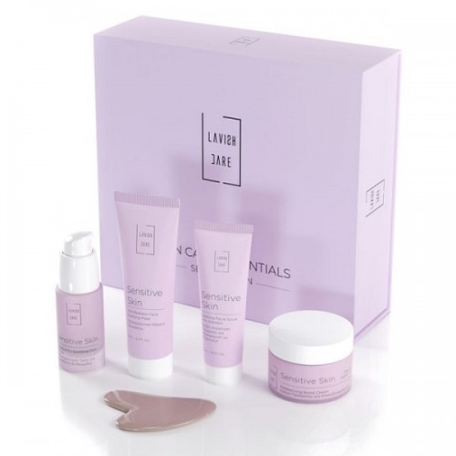 LAVISH CARE PROMO SKIN CARE ESSENTIALS SENSITIVE SKIN ANTI-REDNESS FACE SOOTHING MASK 75ml & SOOTHING FACIAL SCRUB 50ml & REBALANCING BOOST CREAM 50ml & SENSITIVE FIX SOOTHING FACE SERUM 30ml & ΔΩΡΟ GUA SHA