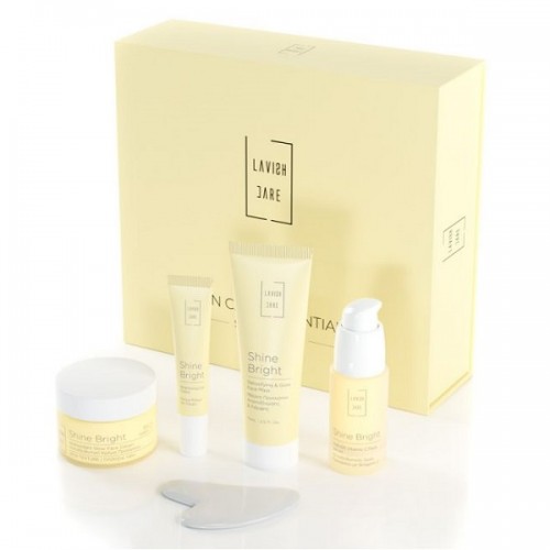 LAVISH CARE PROMO SKIN CARE ESSENTIALS SHINE BRIGHT ANTIOXIDANT GLOW FACE RICH CREAM 50ml & BRIGHTENING EYE CREAM 15ml & DETOXIFYINHG & GLOW FACE MASK 75ml & ANTI-OX VITAMIN C FACE SERUM 30ml & ΔΩΡΟ GUA SHA