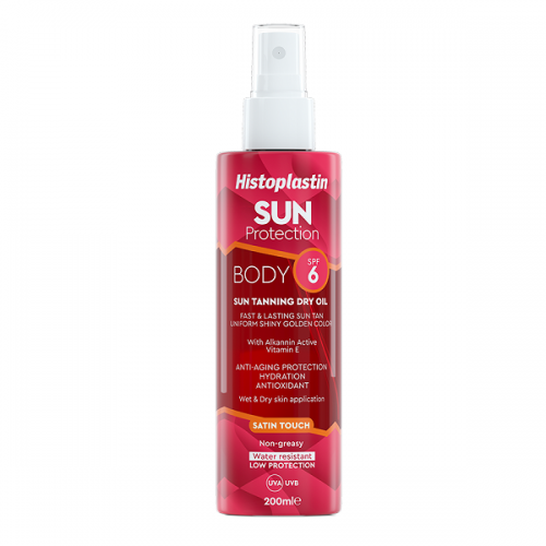 HISTOPLASTIN SUN PROTECTION TANNING DRY OIL BODY SATIN TOUCH SPF6+ 200ML