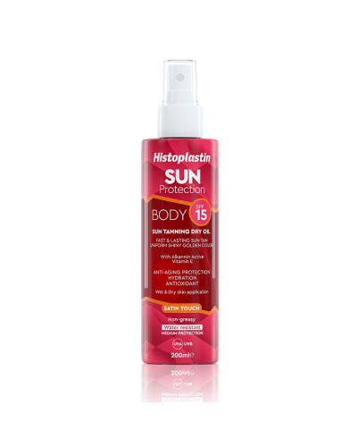 HISTOPLASTIN SUN PROTECTION TANNING DRY OIL BODY SATIN TOUCH SPF15+ 200ML