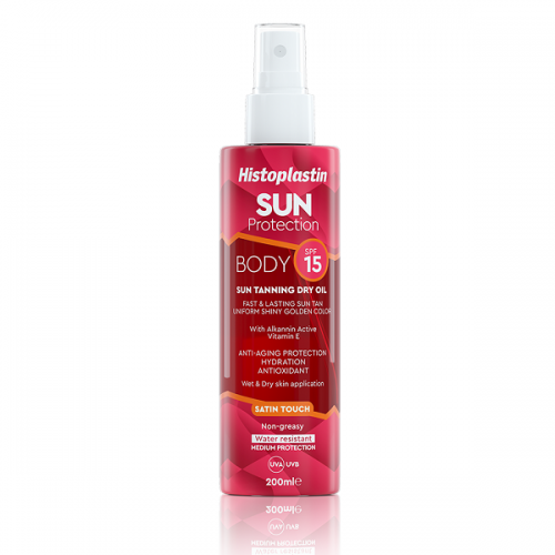 HISTOPLASTIN SUN PROTECTION TANNING DRY OIL BODY SATIN TOUCH SPF15+ 200ML