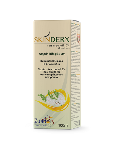 SKINDERX EYE FOAM ΑΦΡΟΣ ΒΛΕΦΑΡΩΝ ΜΕ TEA TREE OIL 5% & ΔΙΜΕΘΙΚΟΝΗ 100ML