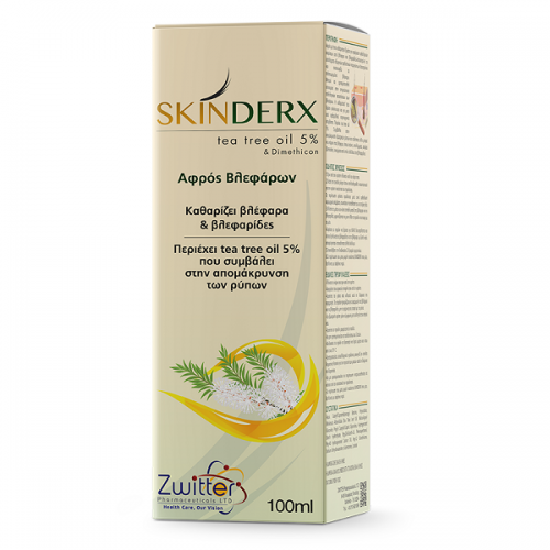 SKINDERX EYE FOAM ΑΦΡΟΣ ΒΛΕΦΑΡΩΝ ΜΕ TEA TREE OIL 5% & ΔΙΜΕΘΙΚΟΝΗ 100ML