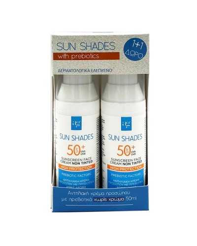 AG PHARM SUN SHADES SUNSCREEN FACE CREAM SPF50+ NO TINTED 2 x 50ML (1+1 ΔΩΡΟ)