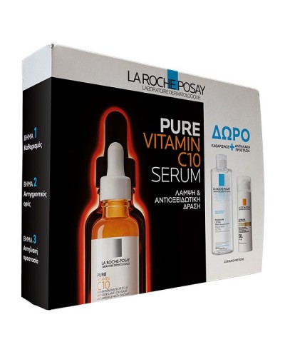 LA ROCHE POSAY PURE VITAMIN C10 SERUM 30ML & ΔΩΡΟ MICELLAR WATER ULTRA 50ML & ANTHELIOS AGE CORRECT SPF50 3ML