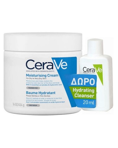 CERAVE PROMO MOISTURIZING CREAM 454g & HYDRATING CLEANSER 20ml