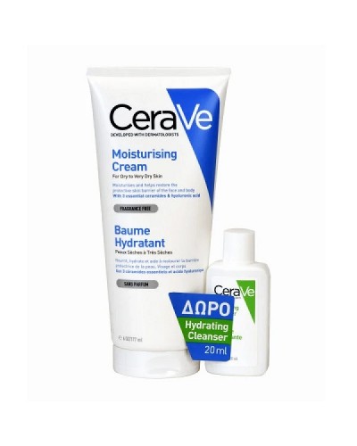 CERAVE MOISTURIZING CREAM 177GR & ΔΩΡΟ HYDRATING CLEANSER 20ML