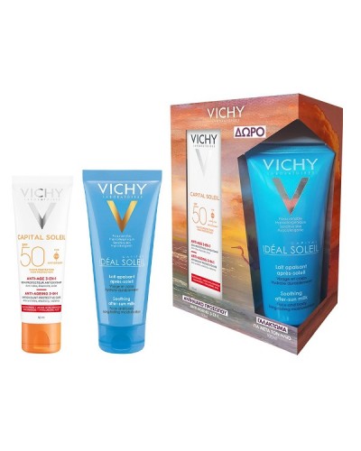 VICHY PROMO CAPITAL SOLEIL 3IN1 ANTI-AGING SPF50 50ml & ΔΩΡΟ CAPITAL SOLEIL SOOTHING AFTER-SUN MILK TRAVEL SIZE 100ml