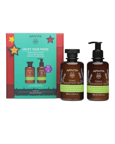 APIVITA UPLIFT YOUR MOOD TONIC MOUNTAIN TEA ΑΦΡΟΛΟΥΤΡΟ 250ML & ΕΝΥΔΑΤΙΚΟ ΓΑΛΑΚΤΩΜΑ ΣΩΜΑΤΟΣ 200ML