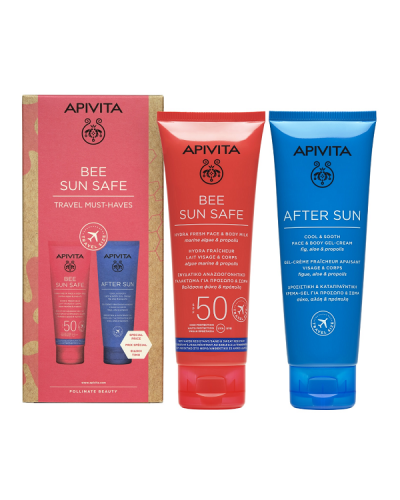 APIVITA SUN BEE SAFE ΕΝΥΔΑΤΙΚΟ ΑΝΑΖΩΟΓΟΝΗΤΙΚΟ ΓΑΛΑΚΤΩΜΑ ΓΙΑ ΠΡΟΣΩΠΟ & ΣΩΜΑ SPF50 100ML & ΔΩΡΟ AFTER SUN ΔΡΟΣΙΣΤΙΚΗ & ΚΑΤΑΠΡΑΫΝΤΙΚΗ ΚΡΕΜΑ-GEL ΓΙΑ ΠΡΟΣΩΠΟ ΚΑΙ ΣΩΜΑ 100ML ΣΕ ΕΙΔΙΚΗ ΤΙΜΗ