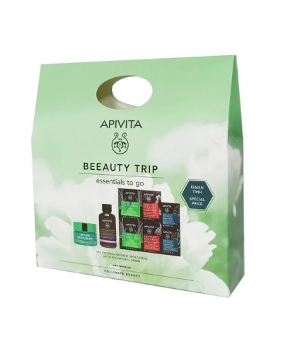 APIVITA BEEAUTY TRIP BEE RADIANT CREAM-GEL 15ML & CLEANSING FOAM 75ML & EXPRESS BEAUTY MASK ALOE 2X8ML & MASK POMEGRANATE 2X8ML & EYE MASK GINGKO BILOBA 2X2ML