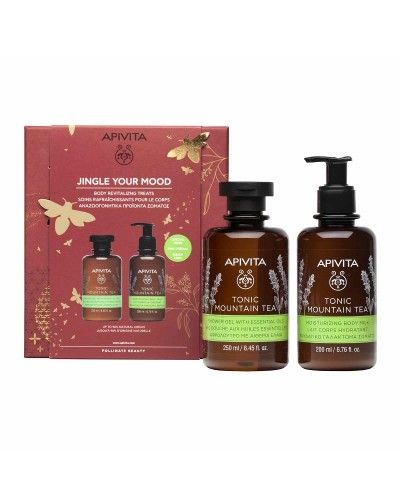 APIVITA JINGLE YOUR MOOD: TONIC MOUNTAIN TEA ΑΦΡΟΛΟΥΤΡΟ 250ML & ΕΝΥΔΑΤΙΚΟ ΓΑΛΑΚΤΩΜΑ ΣΩΜΑΤΟΣ 200ML