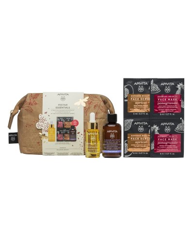 APIVITA FESTIVE ESSENTIALS: BEESSENTIAL ΕΛΑΙΟ ΠΡΟΣΩΠΟΥ ΗΜΕΡΑΣ 15ML & ΔΩΡΟ ΑΦΡΟΣ ΚΑΘΑΡΙΣΜΟΥ 75ML & EXPRESS BEAUTY SCRUB ΒΕΡΥΚΟΚΟ 2X8ML & ΜΑΣΚΑ ΡΟΔΙ 2X8ML