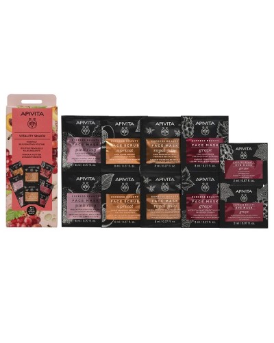 APIVITA VITALITY SNACK EXPRESS SCRUB ΠΡΟΣΩΠΟΥ ΒΕΡΥΚΟΚΟ 2X8ML & EXPRESS ΜΑΣΚΑ ΠΡΟΣΩΠΟΥ ΡΟΖ ΆΡΓΙΛΟΣ 2X8ML & ΣΤΑΦΥΛΙ 2X8ML & EXPRESS ΜΑΣΚΑ ΜΑΤΙΩΝ ΣΤΑΦΥΛΙ 2X2ML & ΔΩΡΟ EXPRESS ΜΑΣΚΑ ΠΡΟΣΩΠΟΥ ΒΑΣΙΛΙΚΟΣ ΠΟΛΤΟΣ 2X8ML