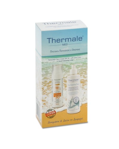 THERMALE PROMO SUNSCREEN FACE CREAM SPF 50+ WITH DARK COLOR 75ml & FACE CLEANSING SOAP 250ml