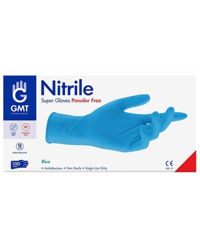 GMT SUPER GLOVES POWDER FREE ΓΑΝΤΙΑ ΝΙΤΡΙΛΙΟΥ ΧΩΡΙΣ ΠΟΥΔΡΑ LARGE ΜΠΛΕ 100ΤΜΧ