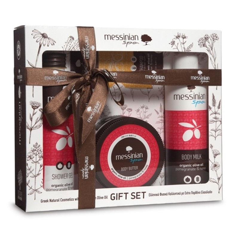 MESSINIAN SPA GIFT SET POMEGRANATE & HONEY SHOWER GEL 300ML & BODY MILK 300ML & BODY BUTTER 250ML MESSINIAN SPA GIFT SET POMEGRANATE & HONEY SHOWER GEL 300ML & BODY MILK 300ML & BODY BUTTER 250ML