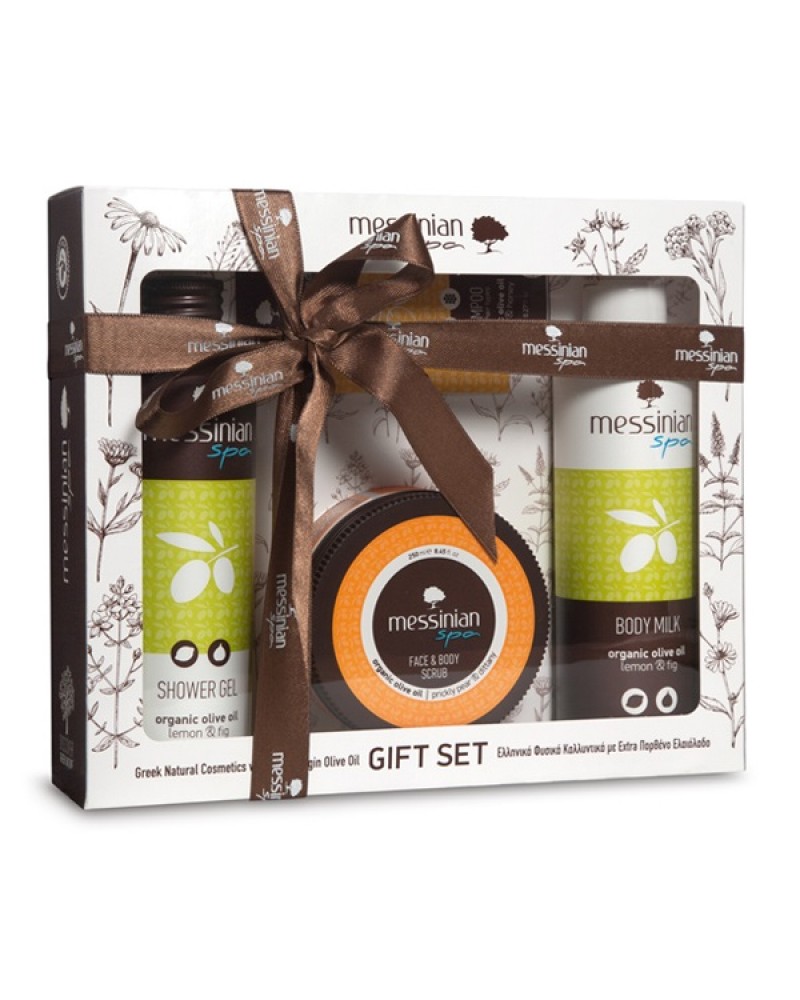 MESSINIAN SPA GIFT SET LEMON & FIG SHOWER GEL 300ML & BODY MILK 300ML & FACE & BODY SCRUB PEAR & DITTANY 250ML MESSINIAN SPA GIFT SET LEMON & FIG SHOWER GEL 300ML & BODY MILK 300ML & FACE & BODY SCRUB PEAR & DITTANY 250ML
