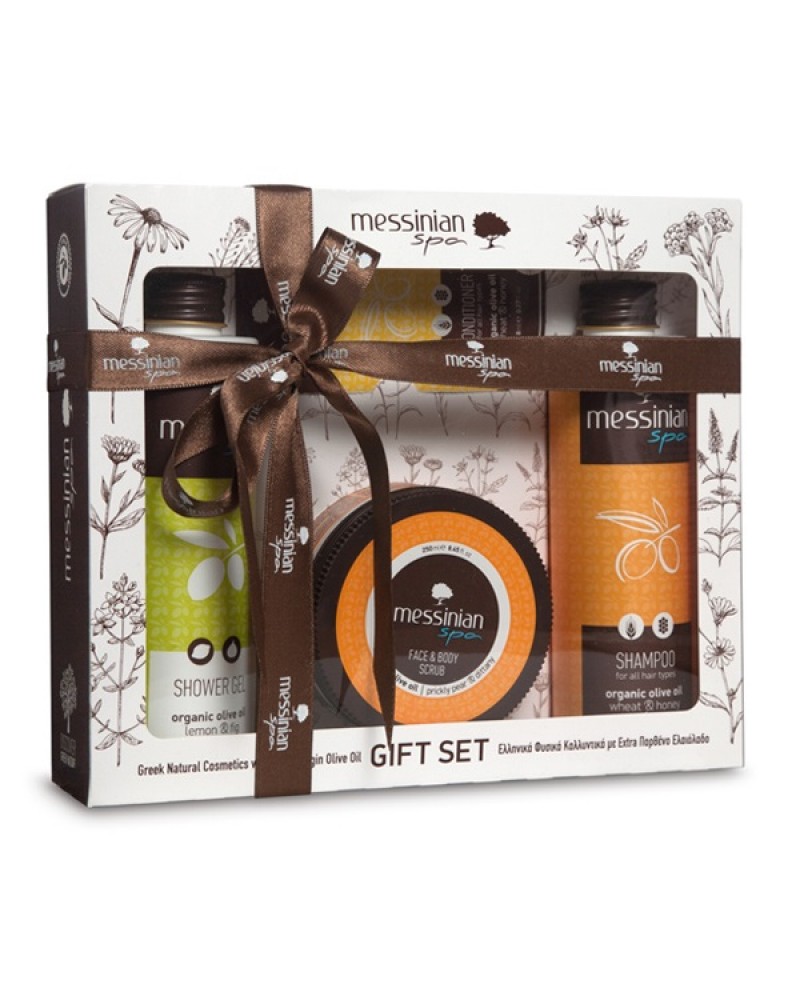 MESSINIAN SPA GIFT SET LEMON & FIG SHOWER GEL 300ML & WHEAT & HONEY SHAMPOO 300ML & PRICKLY PEAR & DITTANY FACE & BODY SCRUB 250ML MESSINIAN SPA GIFT SET LEMON & FIG SHOWER GEL 300ML & WHEAT & HONEY SHAMPOO 300ML & PRICKLY PEAR & DITTANY FACE & BODY SCRUB 250ML
