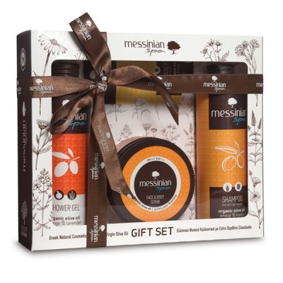 MESSINIAN SPA PROMO ORANGE & LAVENDER SHOWER GEL 300ML & WHEAT & HONEY SHAMPOO 300ML & PRICKLY PEAR & DITTANY FACE & BODY SCRUB 250ML