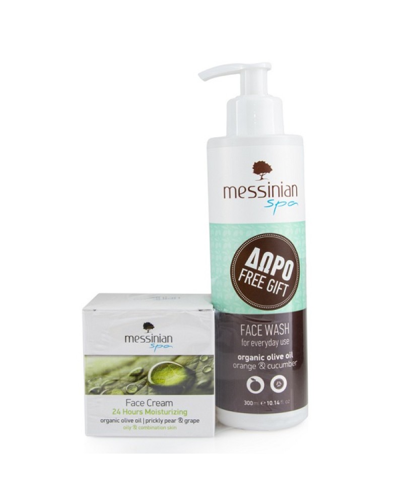 MESSINIAN SPA FACE CREAM 24 HOURS MOISTURIZING PRICKLY PEAR & GRAPE OILY SKIN 50ML & ΔΩΡΟ FACE WASH CUCUMBER & ORANGE 300ML MESSINIAN SPA FACE CREAM 24 HOURS MOISTURIZING PRICKLY PEAR & GRAPE OILY SKIN 50ML & ΔΩΡΟ FACE WASH CUCUMBER & ORANGE 300ML