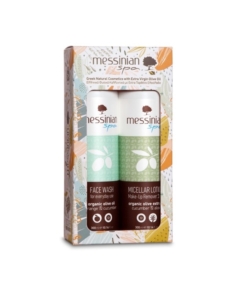 MESSINIAN SPA GIFT SET CUCUMBER & ALOE MICELLAR LOTION MAKE-UP REMOVER 3 IN 1 300ML & ORANGE & CUCUMBER FACE WASH 300ML MESSINIAN SPA GIFT SET CUCUMBER & ALOE MICELLAR LOTION MAKE-UP REMOVER 3 IN 1 300ML & ORANGE & CUCUMBER FACE WASH 300ML