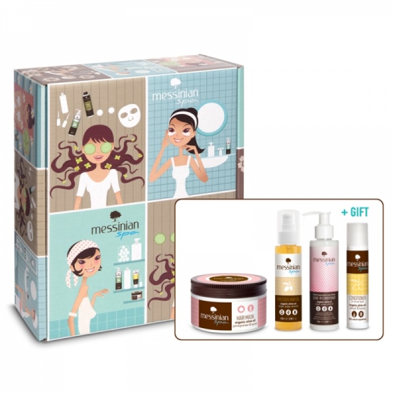 MESSINIAN SPA VINTAGE BOX LIFE ISN'T PERFECT, BUT YOUR HAIR CAN BE - HAIR MASK POMEGRANATE-LAUREL 250ML + PRECIOUS HAIR OIL ARGAN-GRAPE-ALMOND 100ML + LEAVE IN CONDITIONER 150ML + ΔΩΡΟ HAIR CONDITIONER 55ML MESSINIAN SPA VINTAGE BOX LIFE ISN'T PERFECT, BUT YOUR HAIR CAN BE - HAIR MASK POMEGRANATE-LAUREL 250ML + PRECIOUS HAIR OIL ARGAN-GRAPE-ALMOND 100ML + LEAVE IN CONDITIONER 150ML + ΔΩΡΟ HAIR CONDITIONER 55ML
