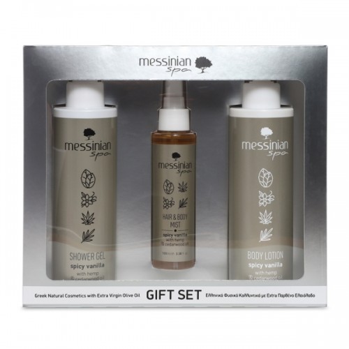 MESSINIAN SPA PROMO SPICY VANILLA SHOWER GEL 300ML & BODY MILK 300ML & HAIR & BODY MIST 100ML