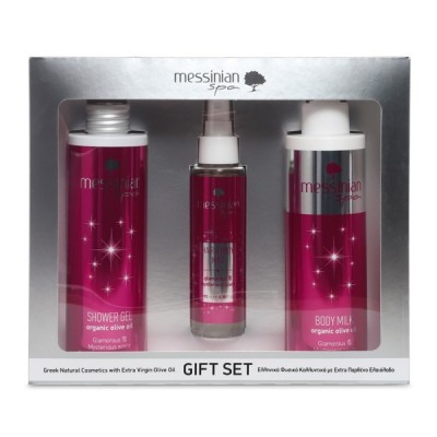 MESSINIAN SPA GIFT SET SILVER - GLAMOROUS & MYSTERIOUS SCENT SHOWER GEL 300ML & BODY MILK 300ML & HAIR & BODY MIST 100ML