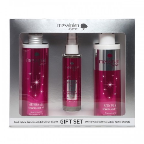 MESSINIAN SPA PROMO GLAMOROUS & MYSTERIOUS SCENT SHOWER GEL 300ML & BODY MILK 300ML & HAIR & BODY MIST 100ML