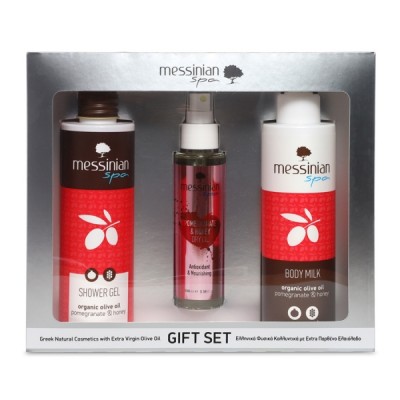 MESSINIAN SPA PROMO POMEGRANATE & HONEY SHOWER GEL 300ML & BODY MILK 300ML & DRY OIL 100ML