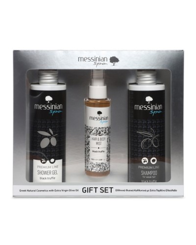 MESSINIAN SPA PROMO BLACK TRUFFLE SHOWER GEL 300ML & SHAMPOO 300ML & HAIR & BODY MIST 100ML