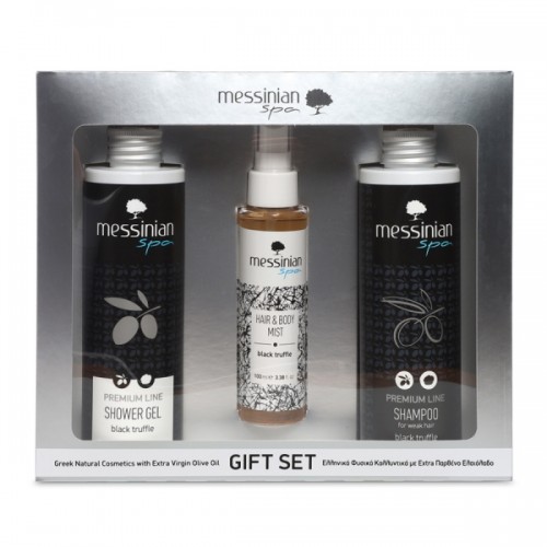 MESSINIAN SPA PROMO BLACK TRUFFLE SHOWER GEL 300ML & SHAMPOO 300ML & HAIR & BODY MIST 100ML